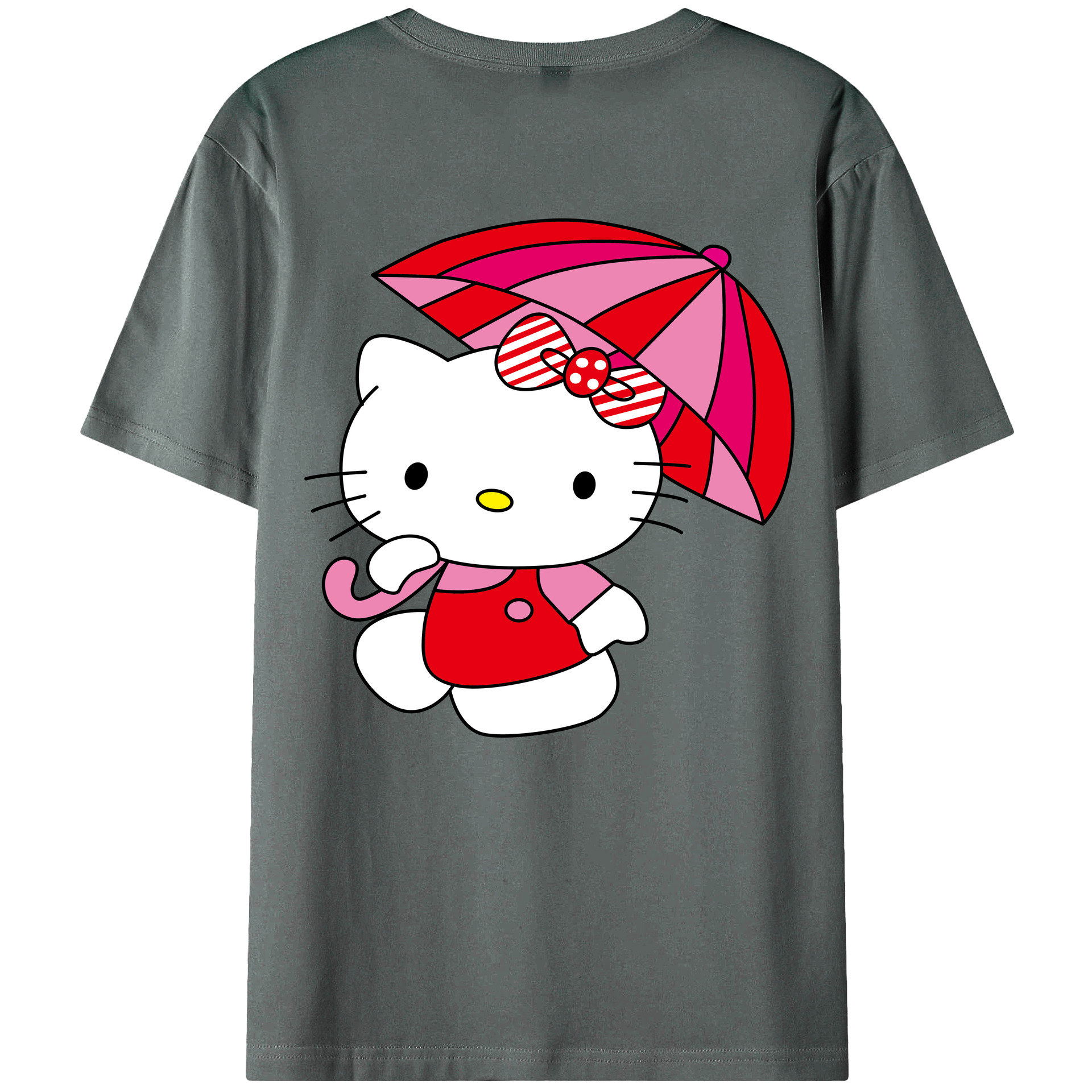 （画像用） Hello Kitty ハローキティ 綿100％ メンズ半袖Tシャツ（バックプリント） 通気性
